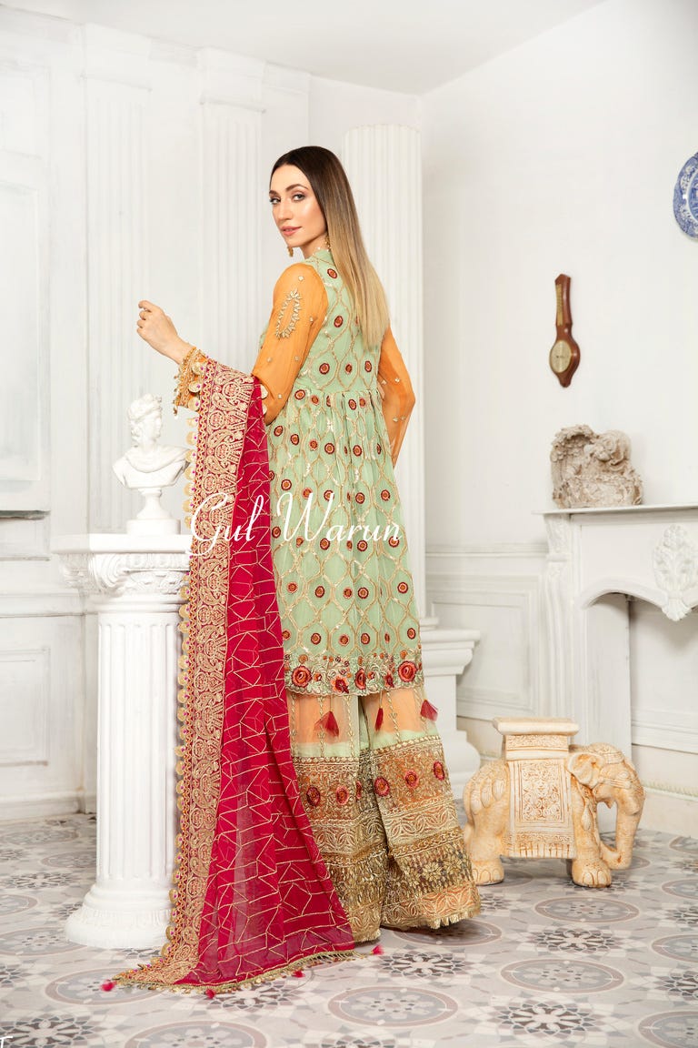 Gulwarun Formal Ready to Wear Chiffon Embroidered Dress 7