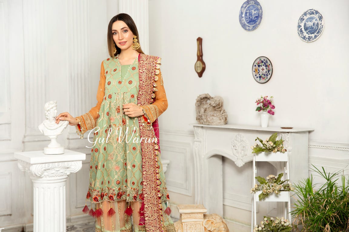 Gulwarun Formal Ready to Wear Chiffon Embroidered Dress 7