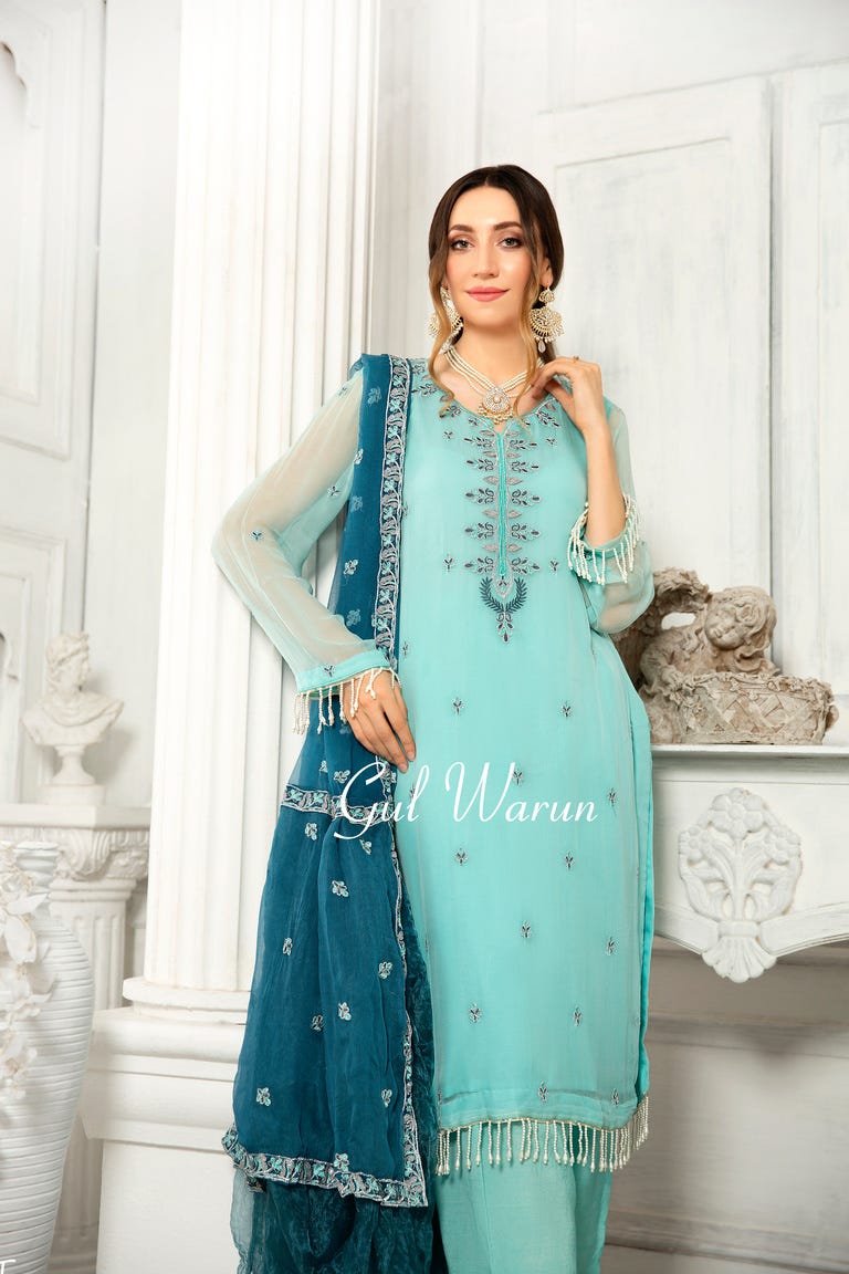 Gulwarun Formal Ready to Wear Chiffon Embroidered Dress 05