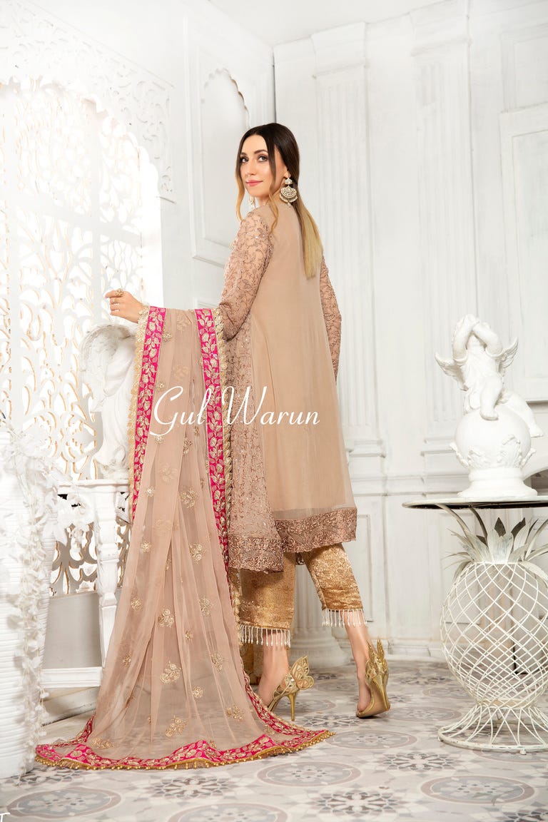 Gulwarun Formal Ready to Wear Chiffon Embroidered Dress 02