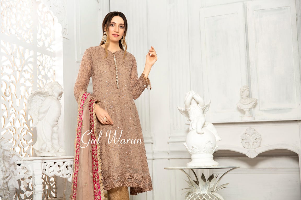 Gulwarun Formal Ready to Wear Chiffon Embroidered Dress 02