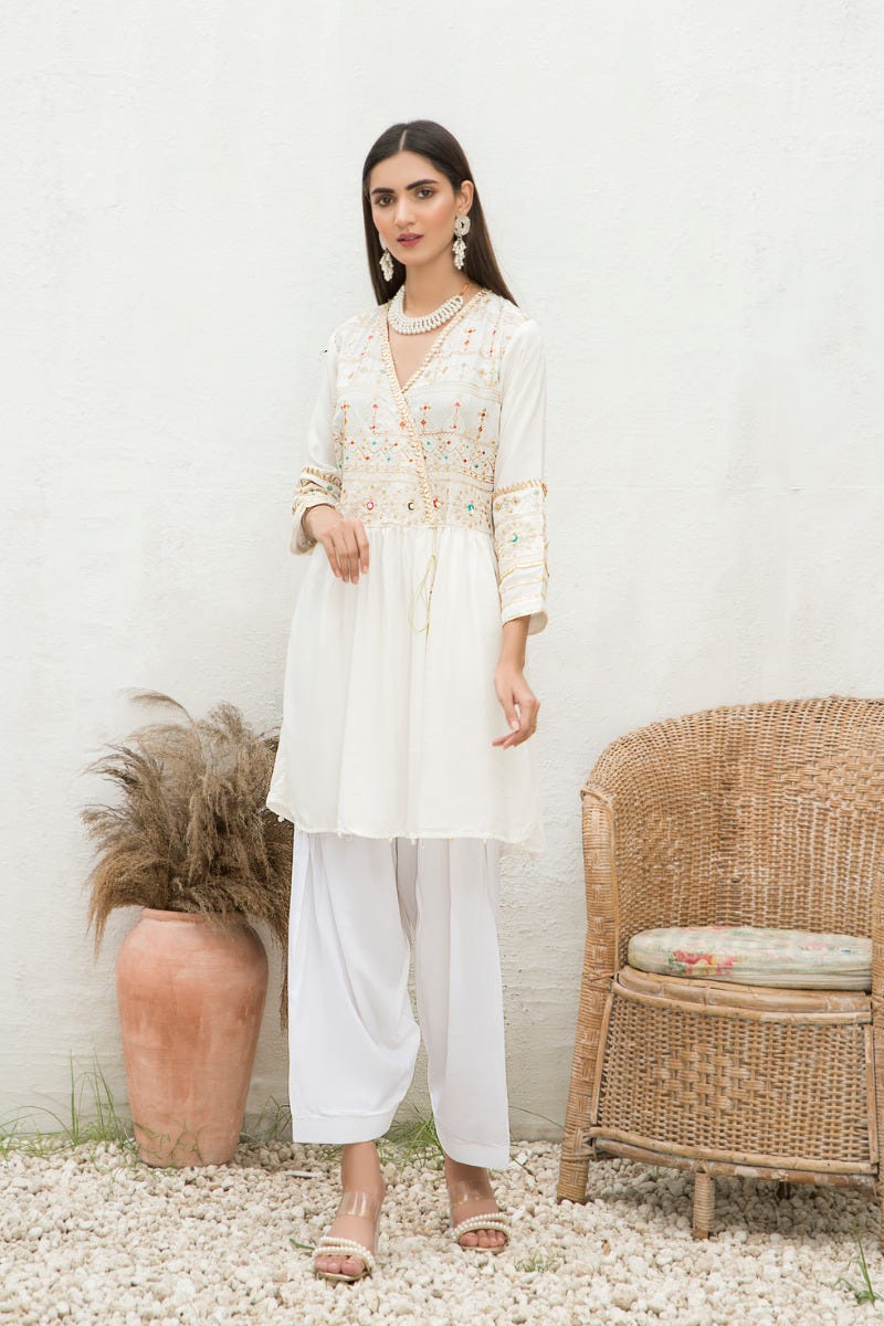Winter 2 Pcs Linen Embroidered Dress by Hemline 07