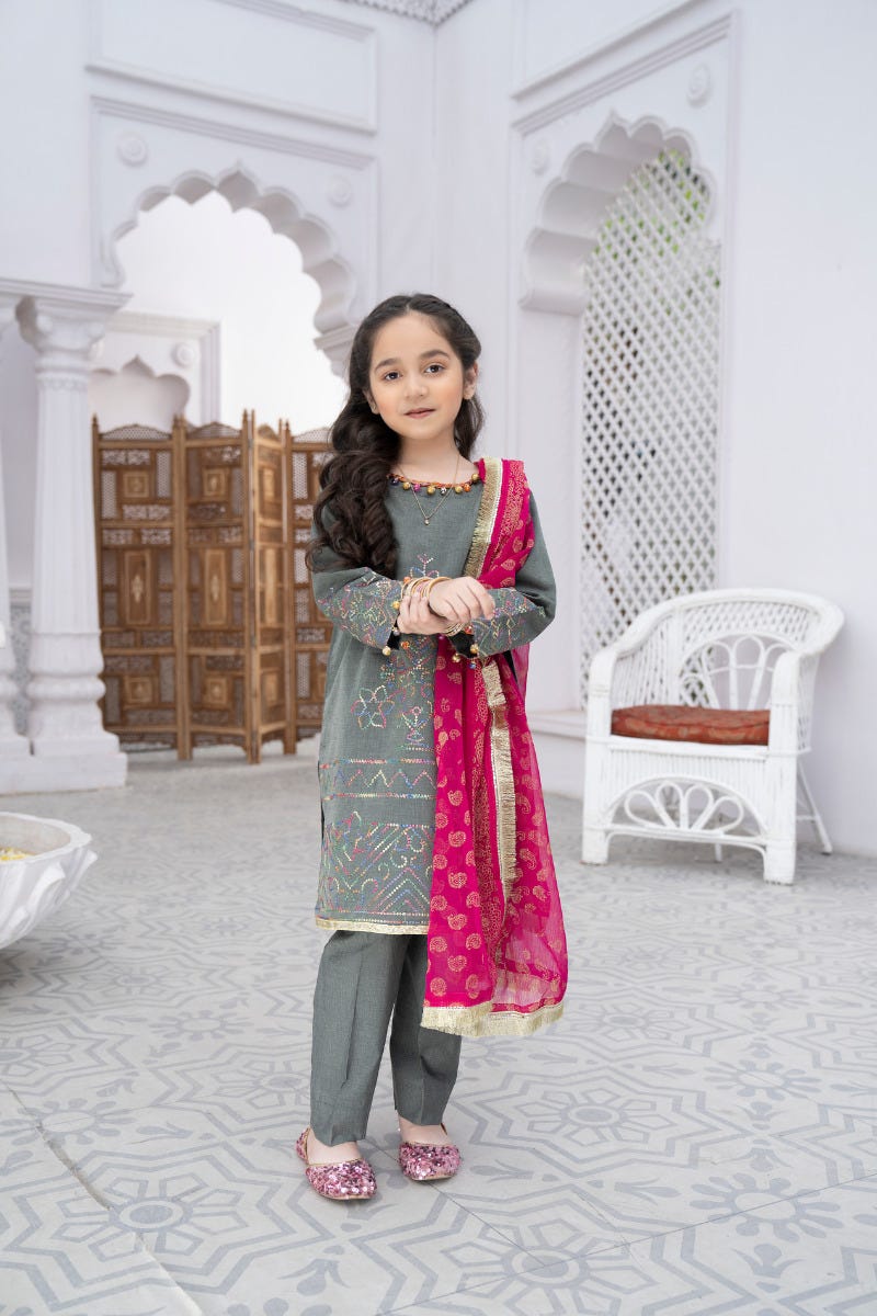 Kids Ready to Wear 3 Pcs Eid Lawn Collection by Gulwarun 09