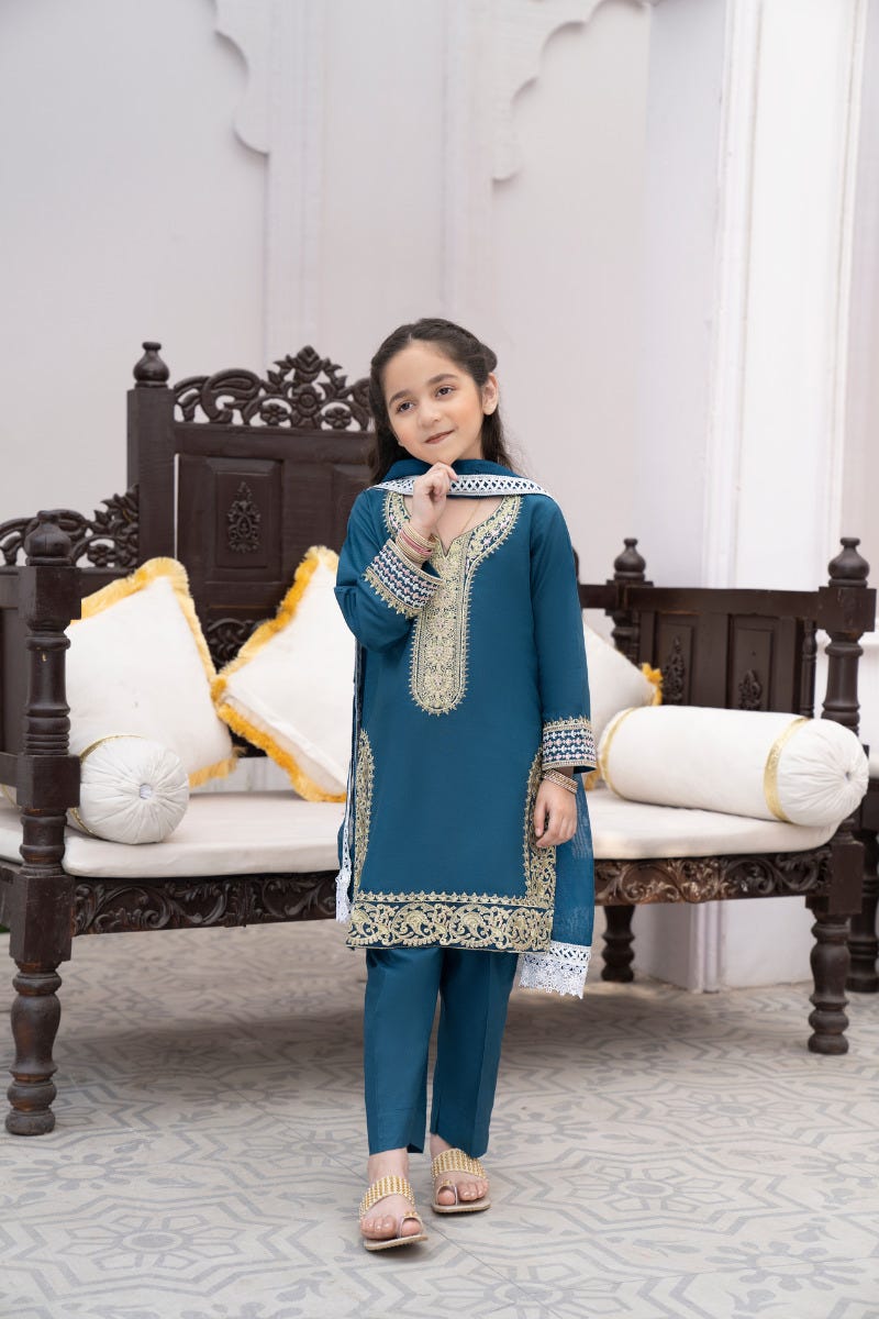 Kids Ready to Wear 3 Pcs Eid Lawn Collection by Gulwarun 06