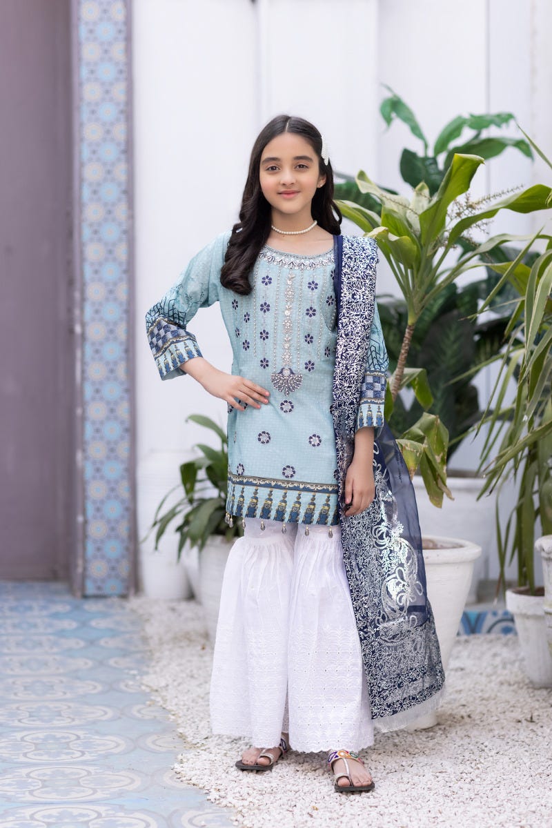 Kids Sofia 3pc Festive Embroidered Lawn 05