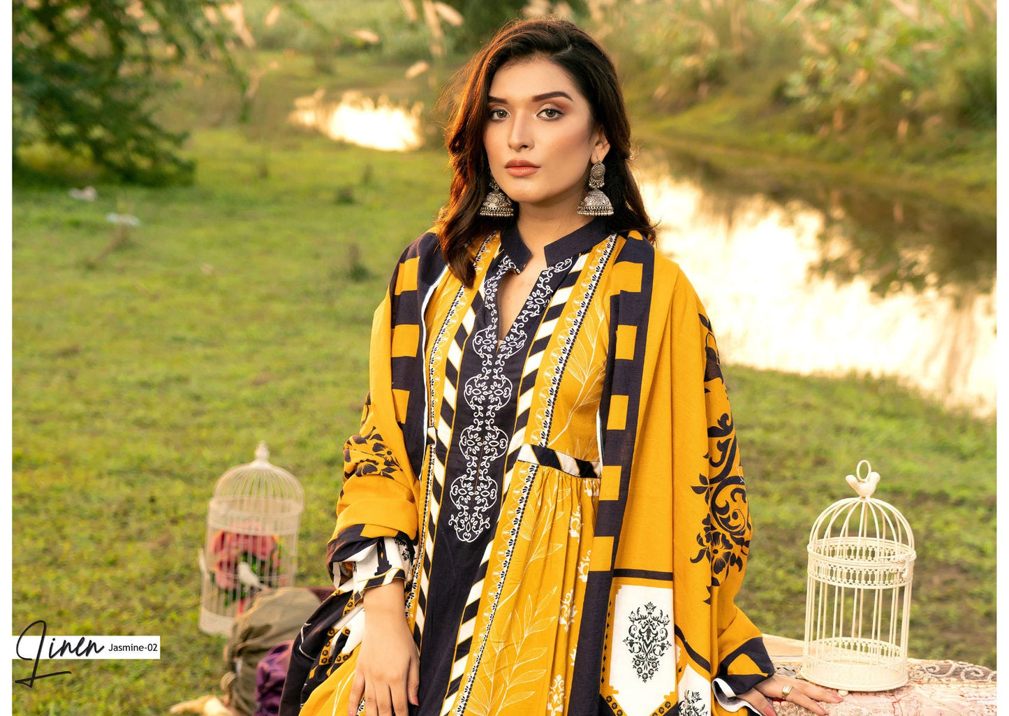 Winter Ready to Wear Digital Linen Dress by Noorma Kaamal 02