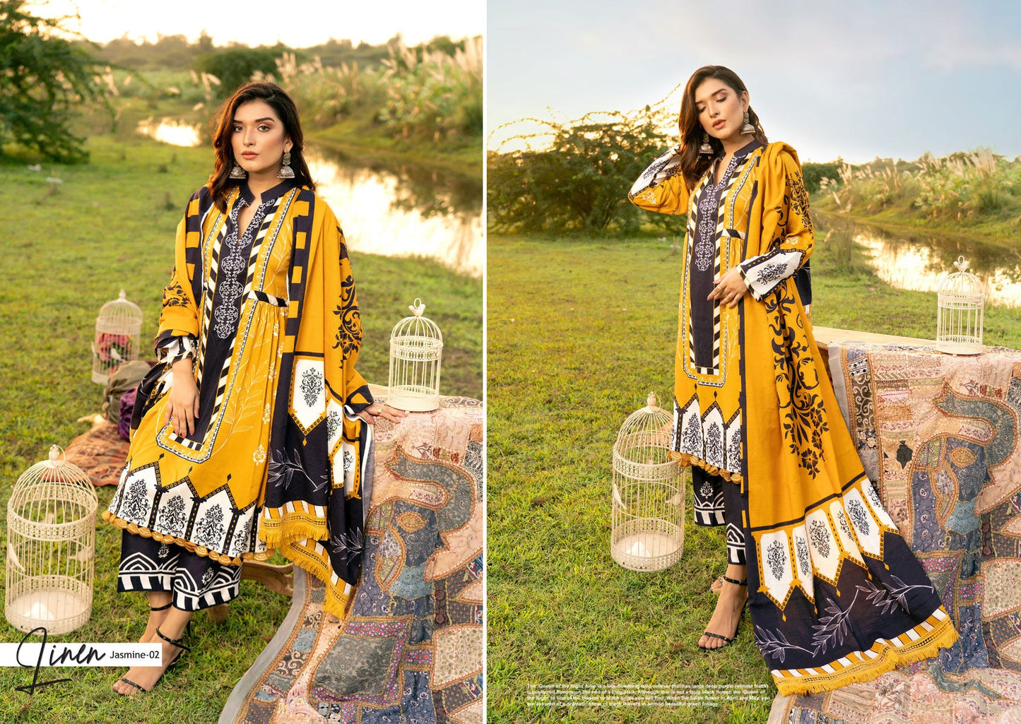 Winter Ready to Wear Digital Linen Dress by Noorma Kaamal 02