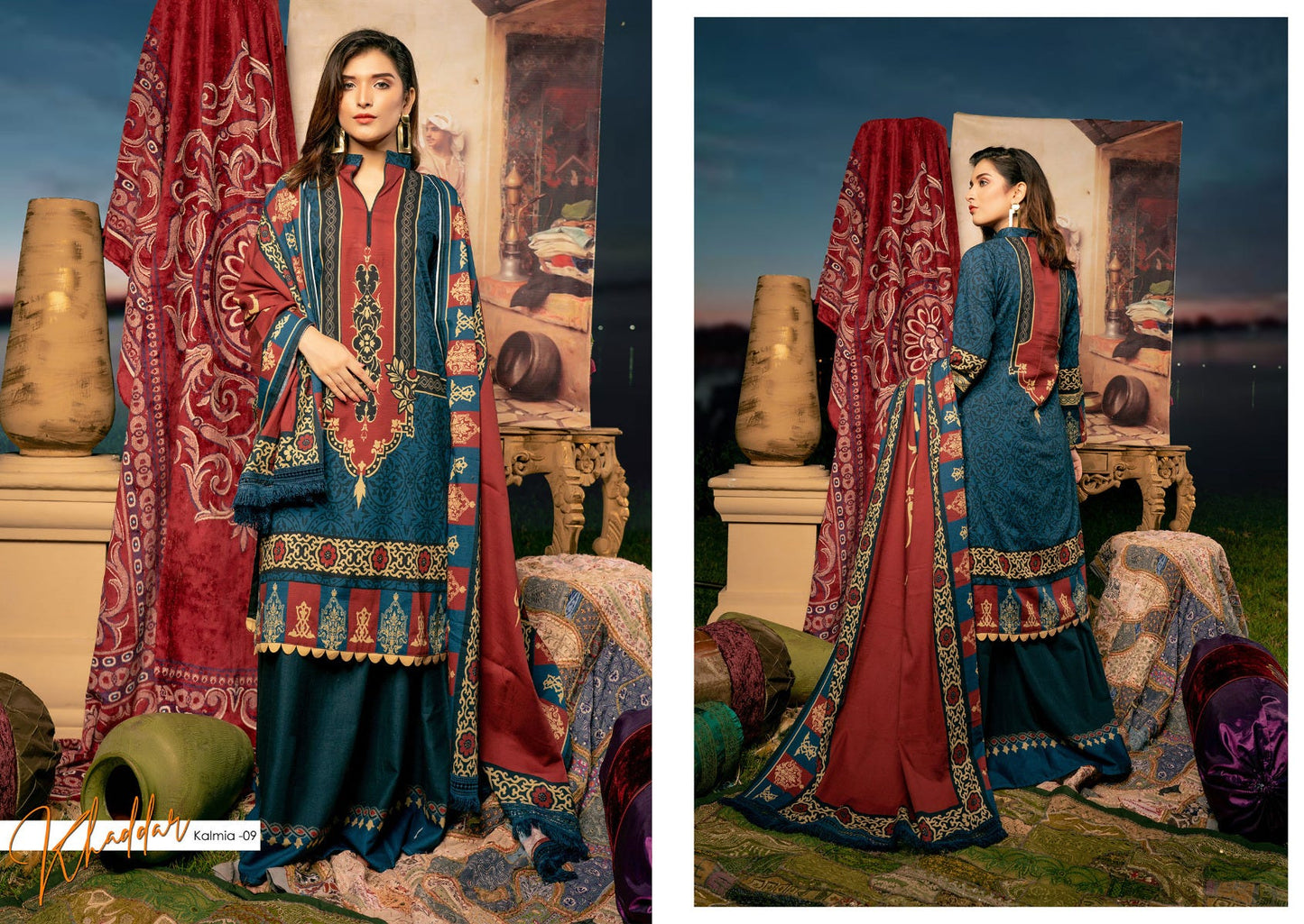 Winter Ready to Wear Digital Linen Dress by Noorma Kaamal 09