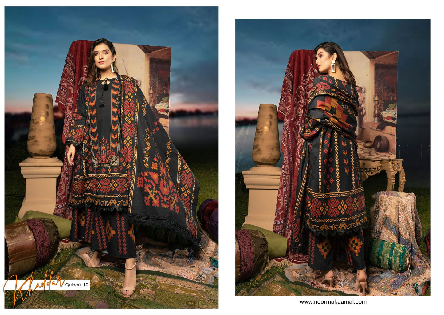Winter Ready to Wear Digital Linen Dress by Noorma Kaamal 10