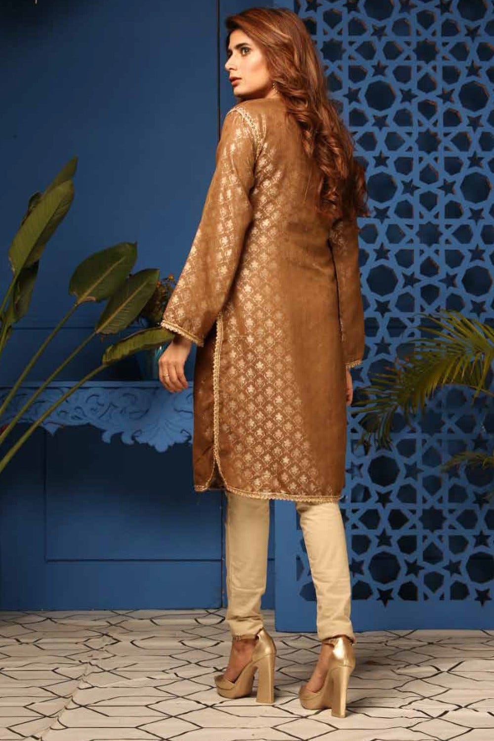 Jacquard Embroidered Kurta by Simrans