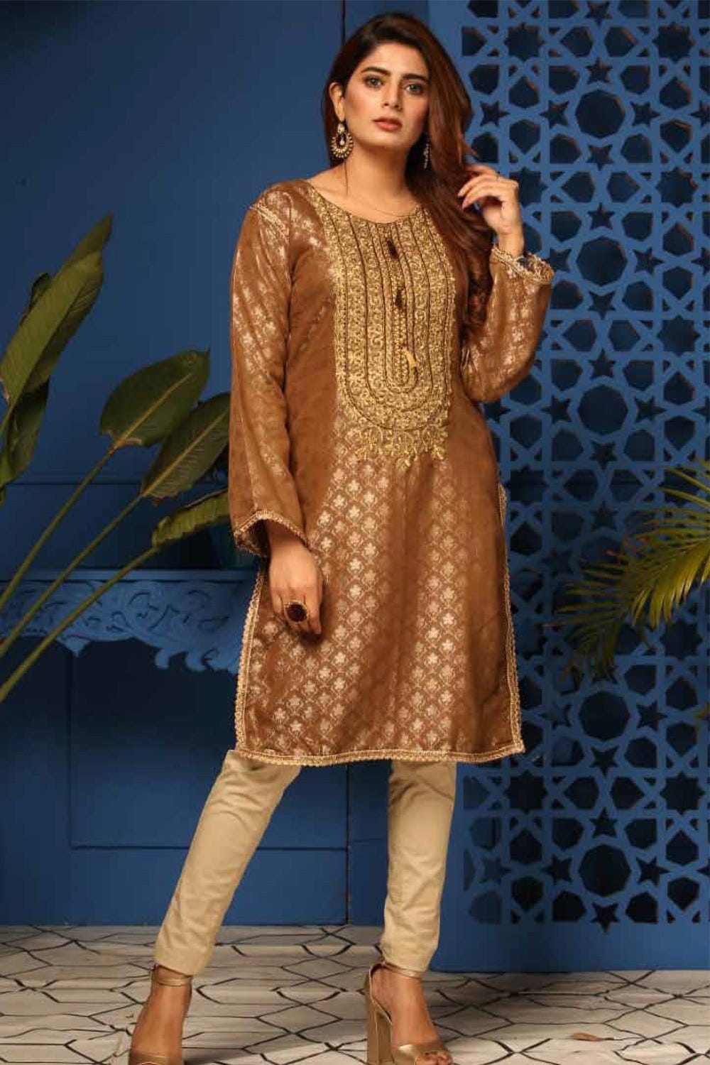 Jacquard Embroidered Kurta by Simrans