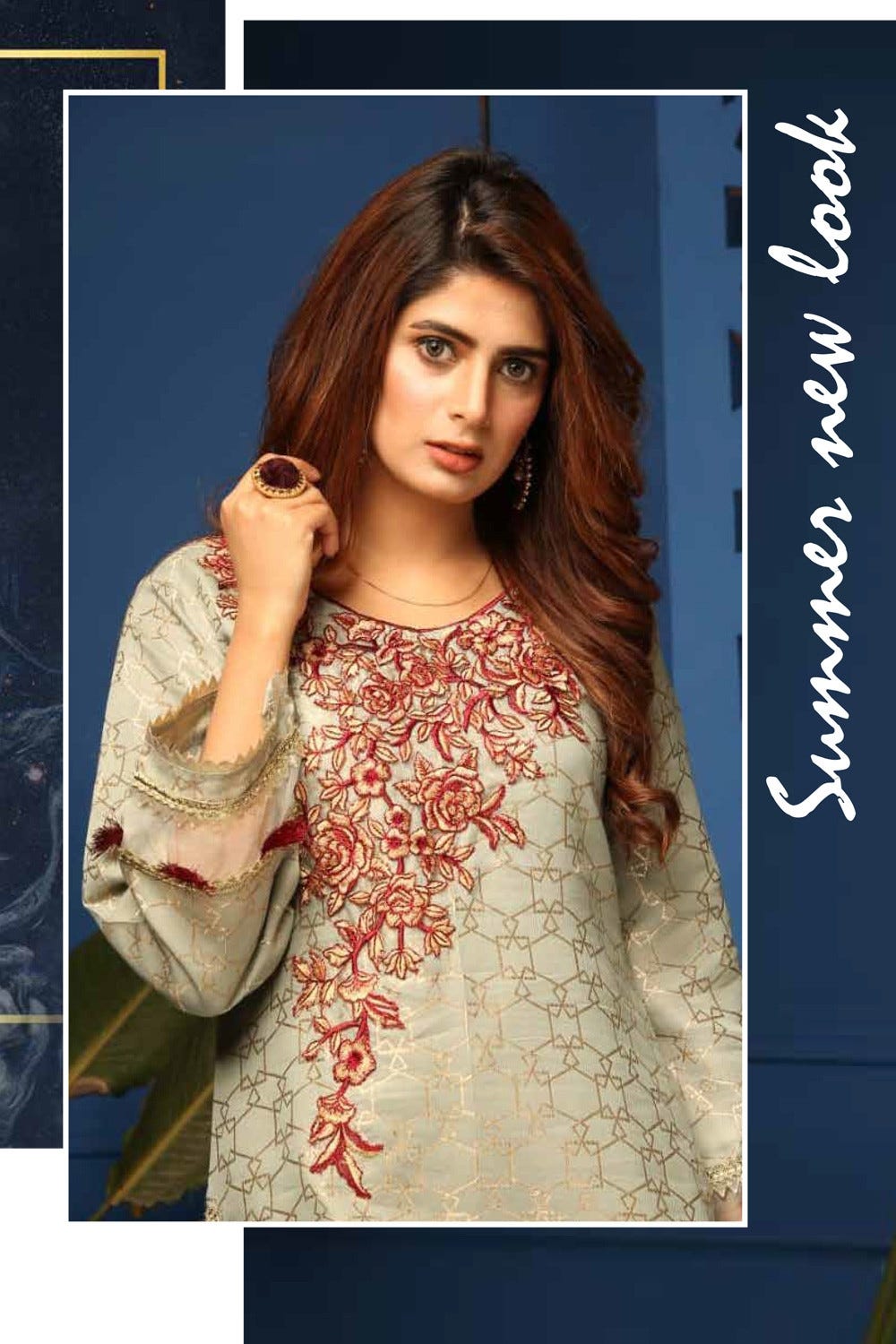 Jacquard Embroidered Kurta by Simrans