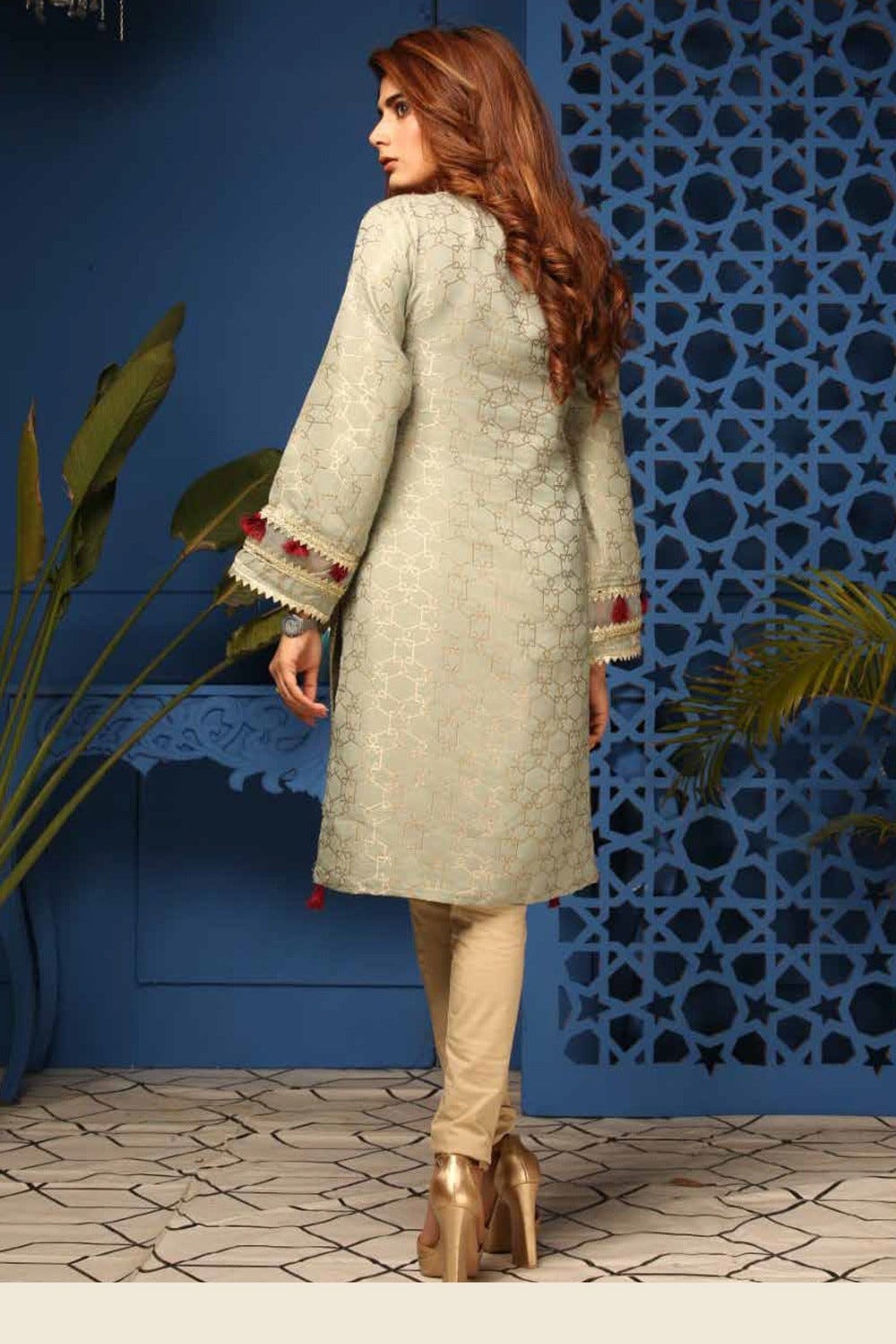 Jacquard Embroidered Kurta by Simrans