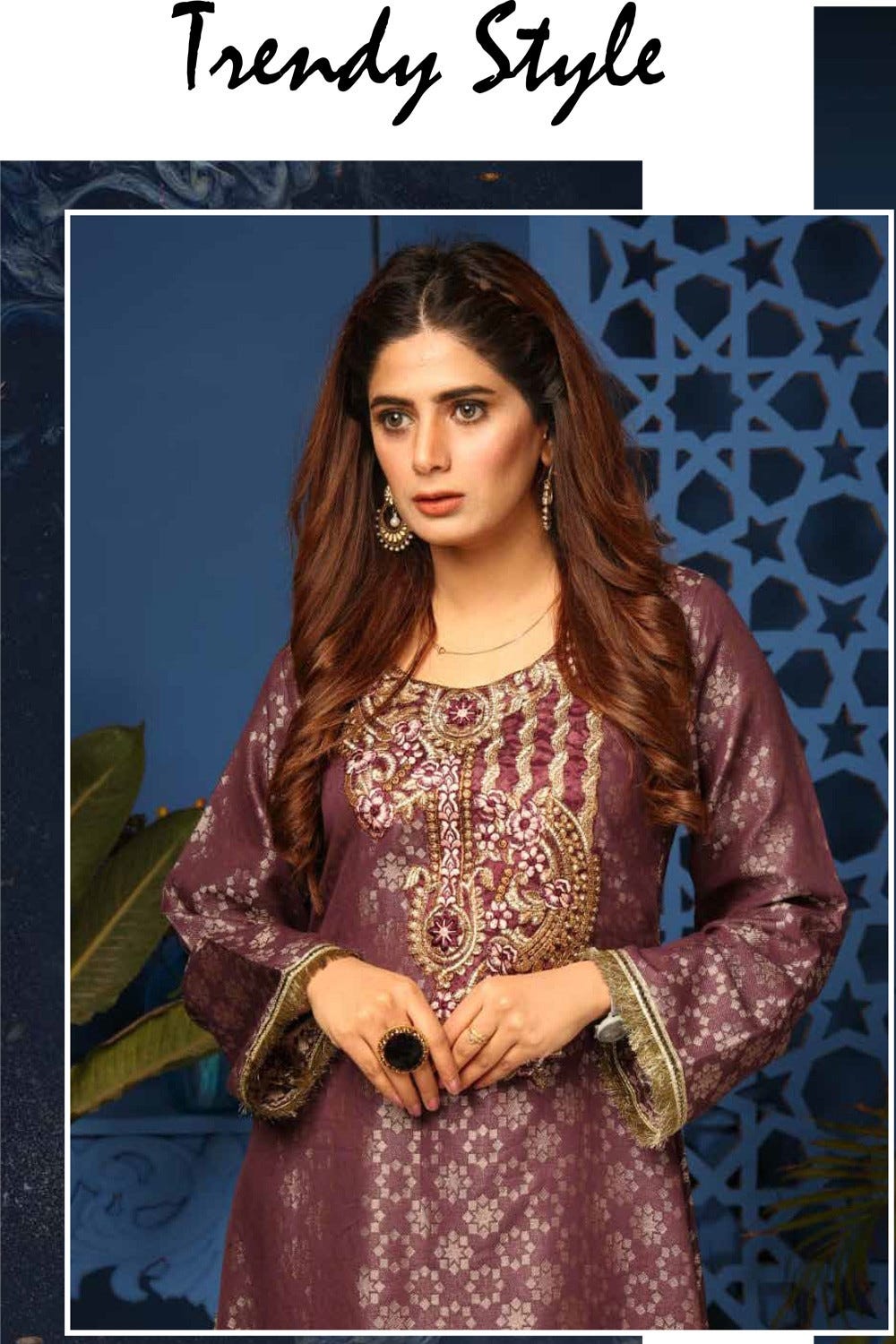 Jacquard Embroidered Kurta by Simrans