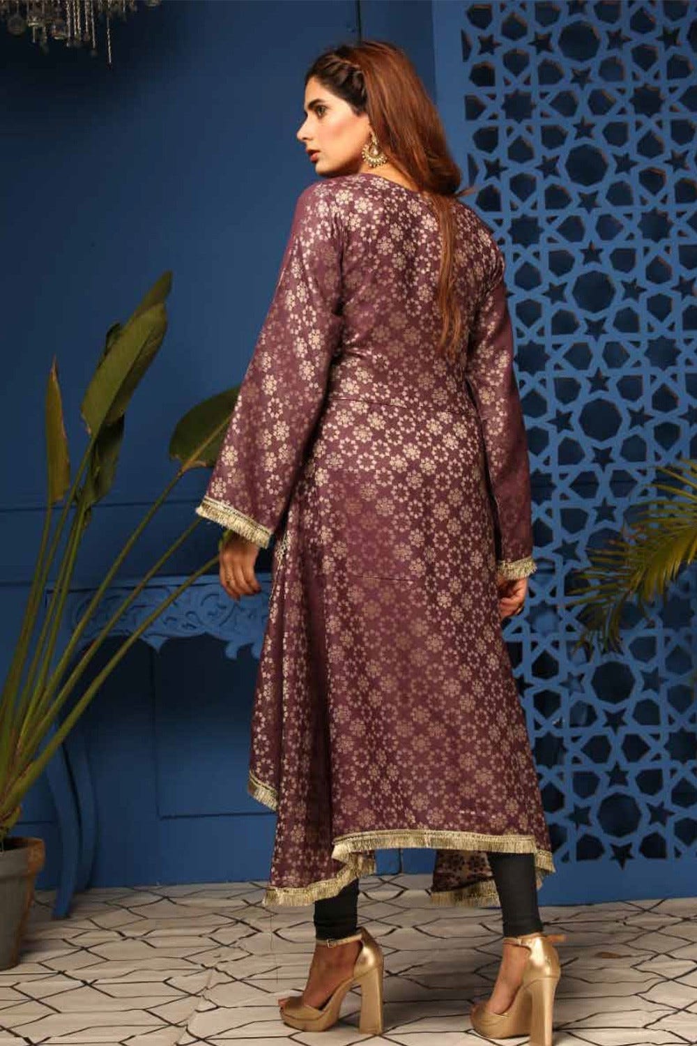 Jacquard Embroidered Kurta by Simrans