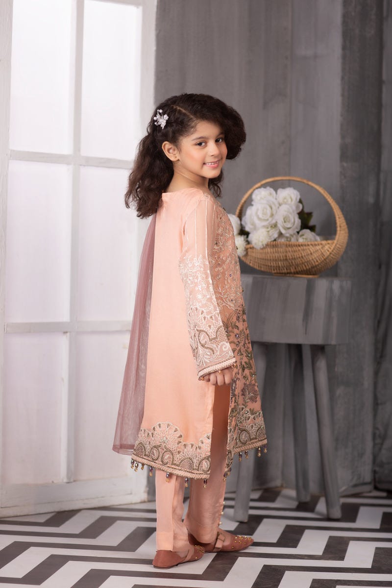 Kids Luxury Chiffon Ready to Wear Eid Collection with handwork details 01