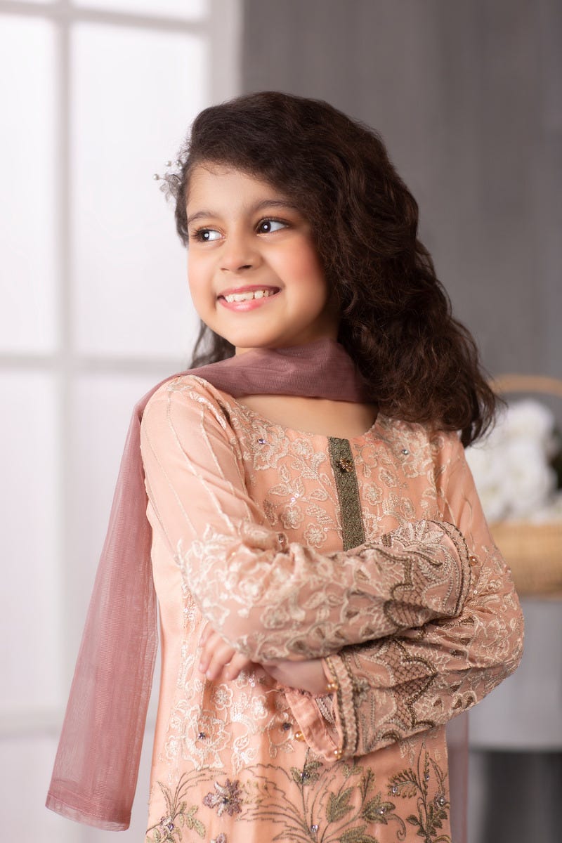 Kids Luxury Chiffon Ready to Wear Eid Collection with handwork details 01