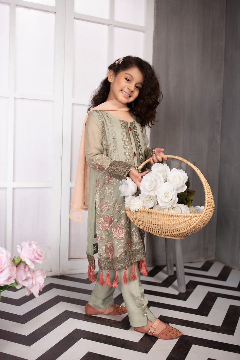Kids Luxury Chiffon Ready to Wear Eid Collection with handwork details 06