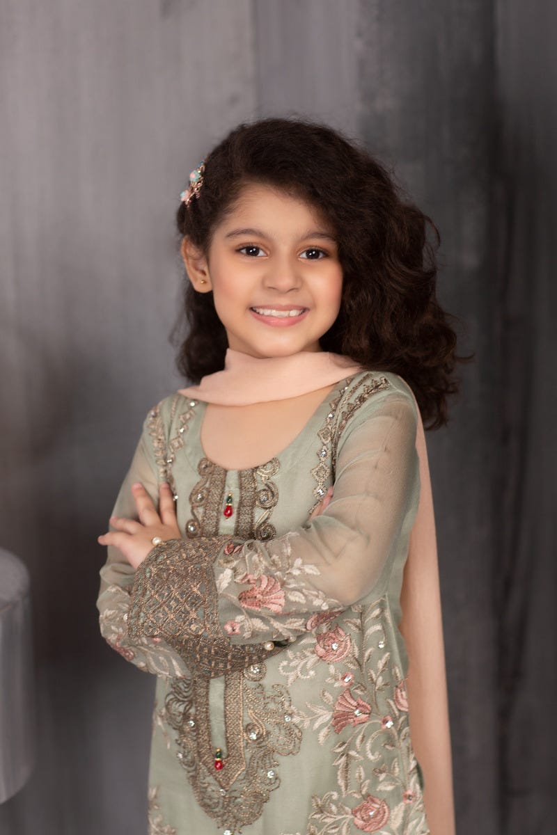 Kids Luxury Chiffon Ready to Wear Eid Collection with handwork details 06