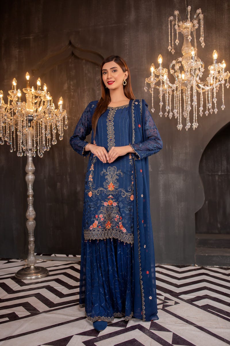 Luxury Chiffon Ready to Wear Eid Collection with handwork details 05