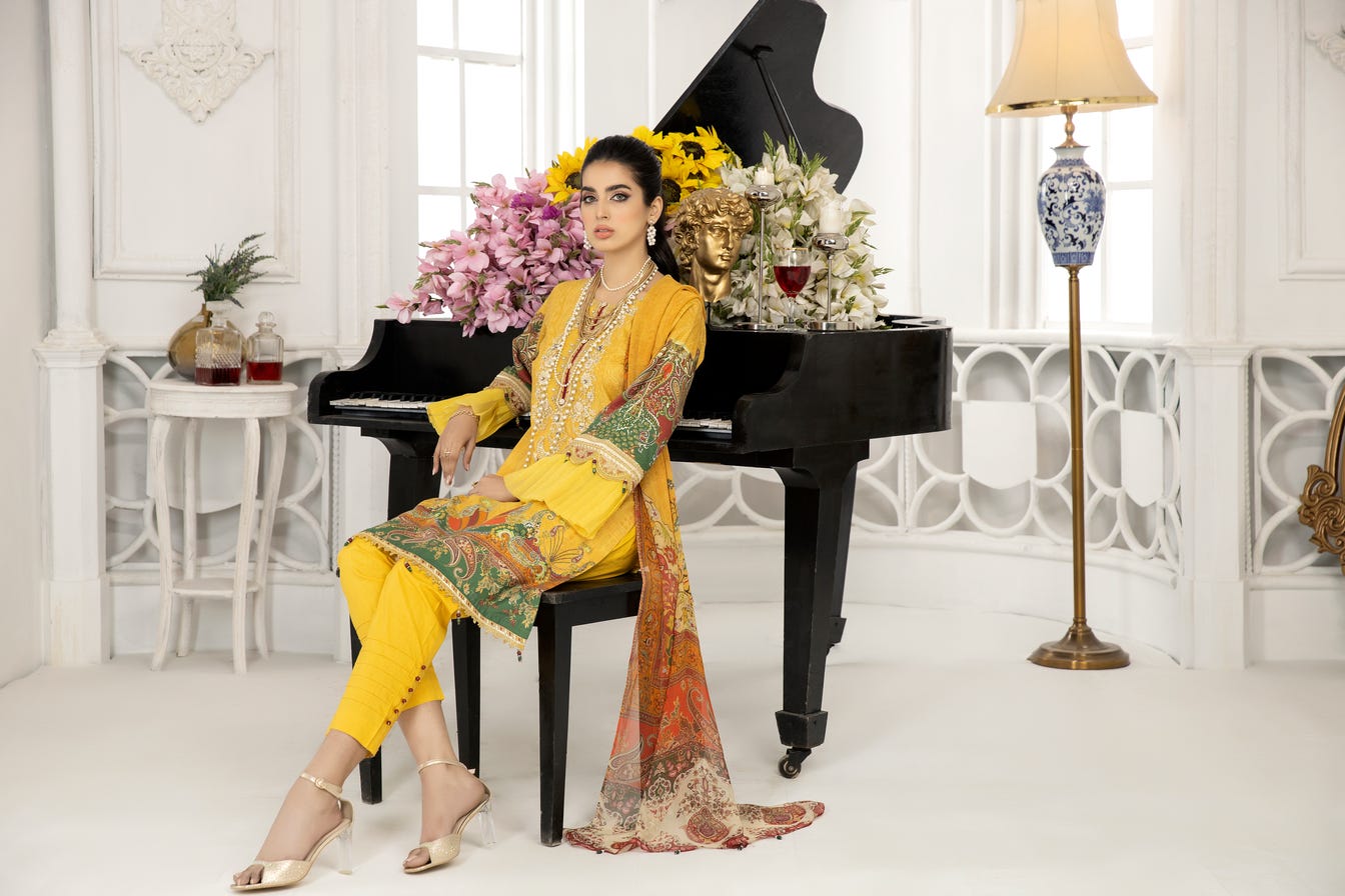 Ready to Wear 3 Pcs Embroidered Lawn Collection by Mona 08