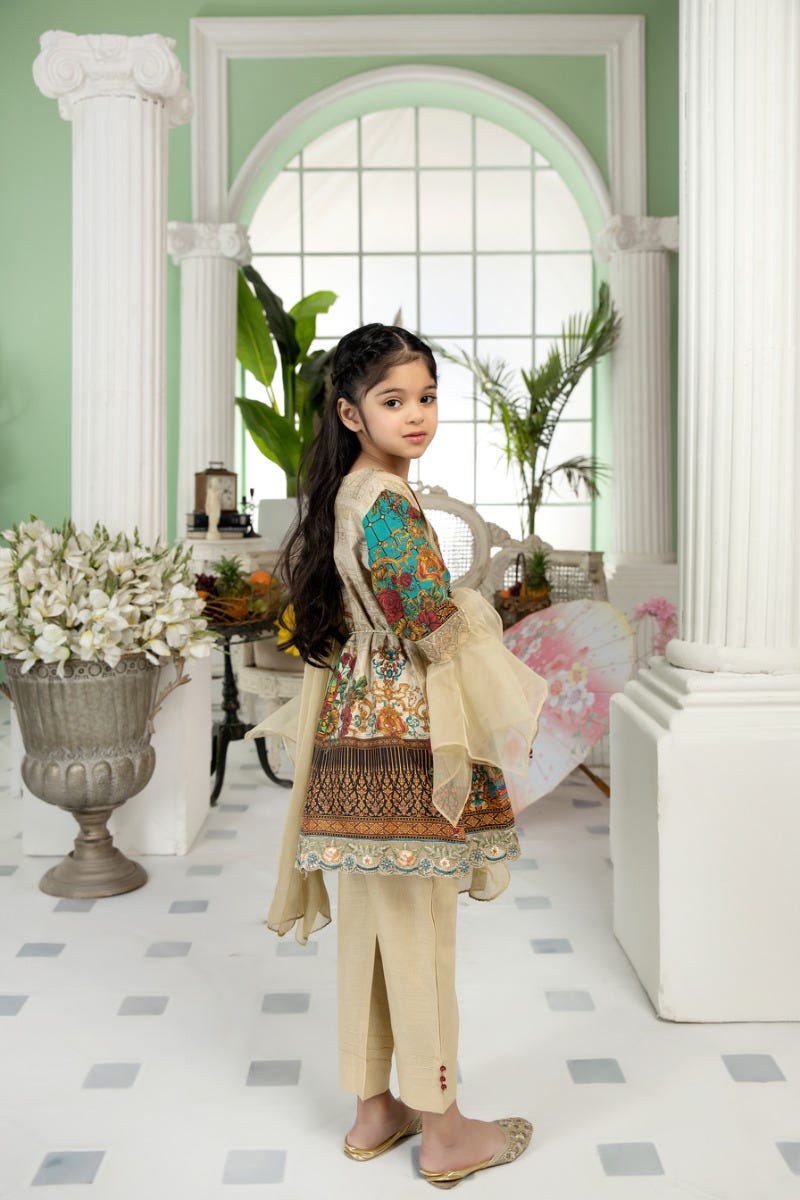 Kids Ready to Wear 3 Pcs Embroidered Lawn Collection by Mona 04