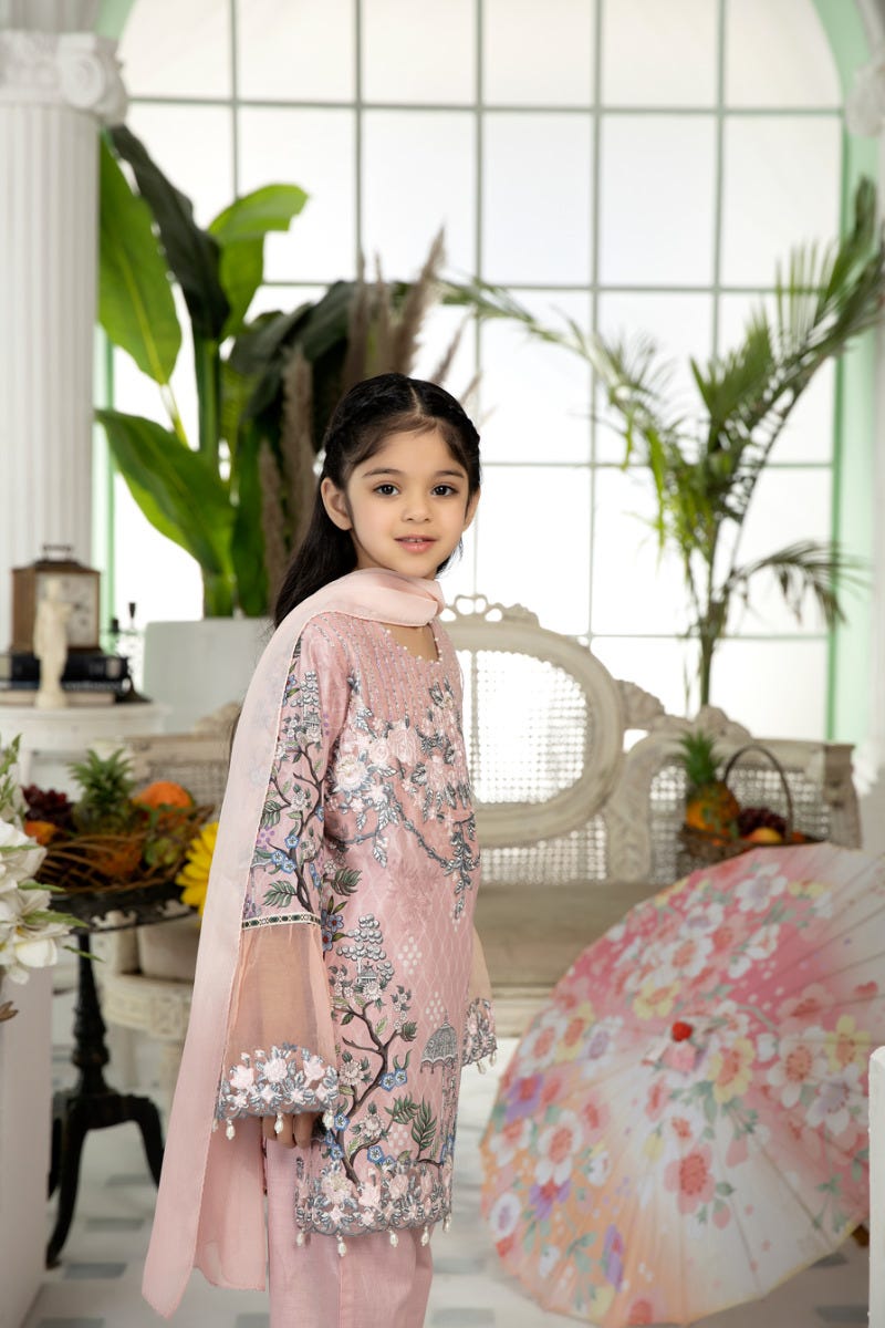 Kids Ready to Wear 3 Pcs Embroidered Lawn Collection by Mona 02
