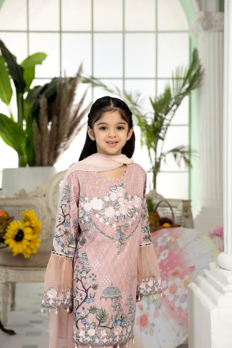 Kids Ready to Wear 3 Pcs Embroidered Lawn Collection by Mona 02