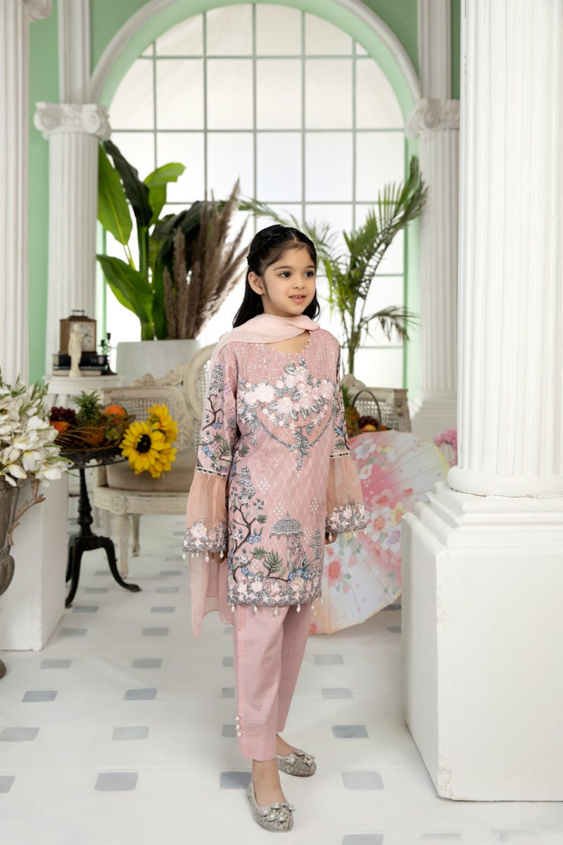 Kids Ready to Wear 3 Pcs Embroidered Lawn Collection by Mona 02