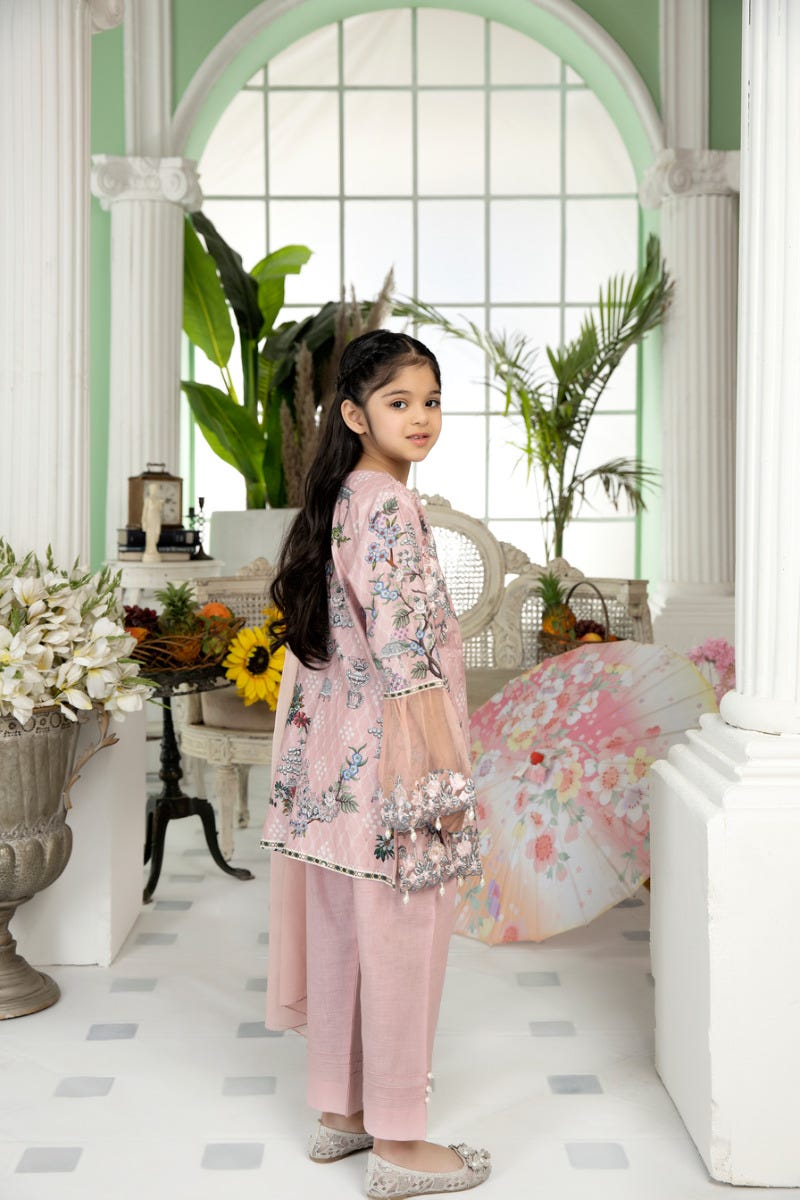 Kids Ready to Wear 3 Pcs Embroidered Lawn Collection by Mona 02