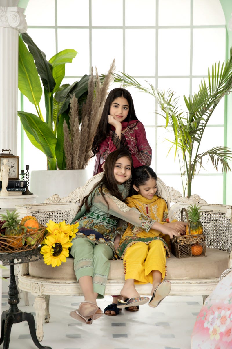 Kids Ready to Wear Embroidered 3 Pcs Lawn Collection by Mona 01
