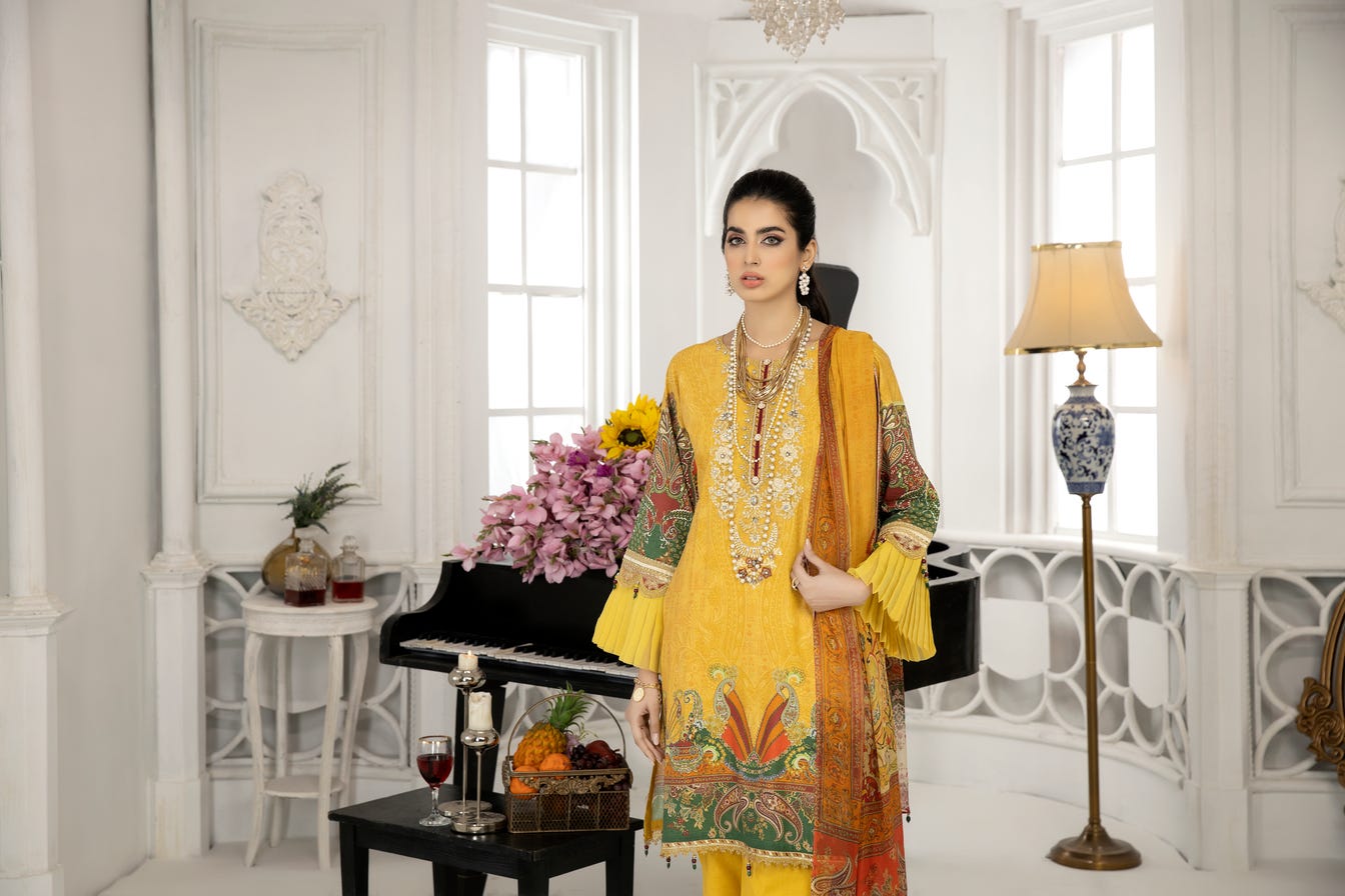 Ready to Wear 3 Pcs Embroidered Lawn Collection by Mona 08
