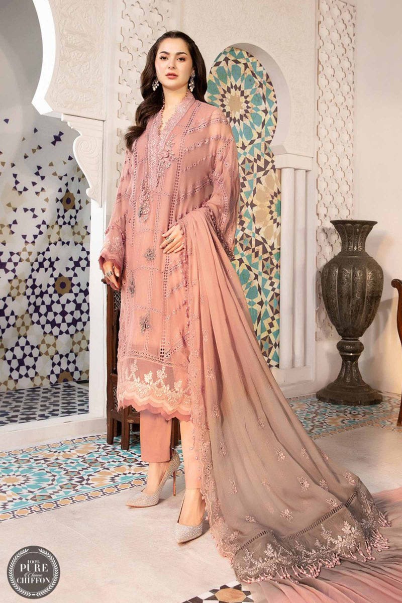 Maria B. Chiffon Ash pink and Grey 04