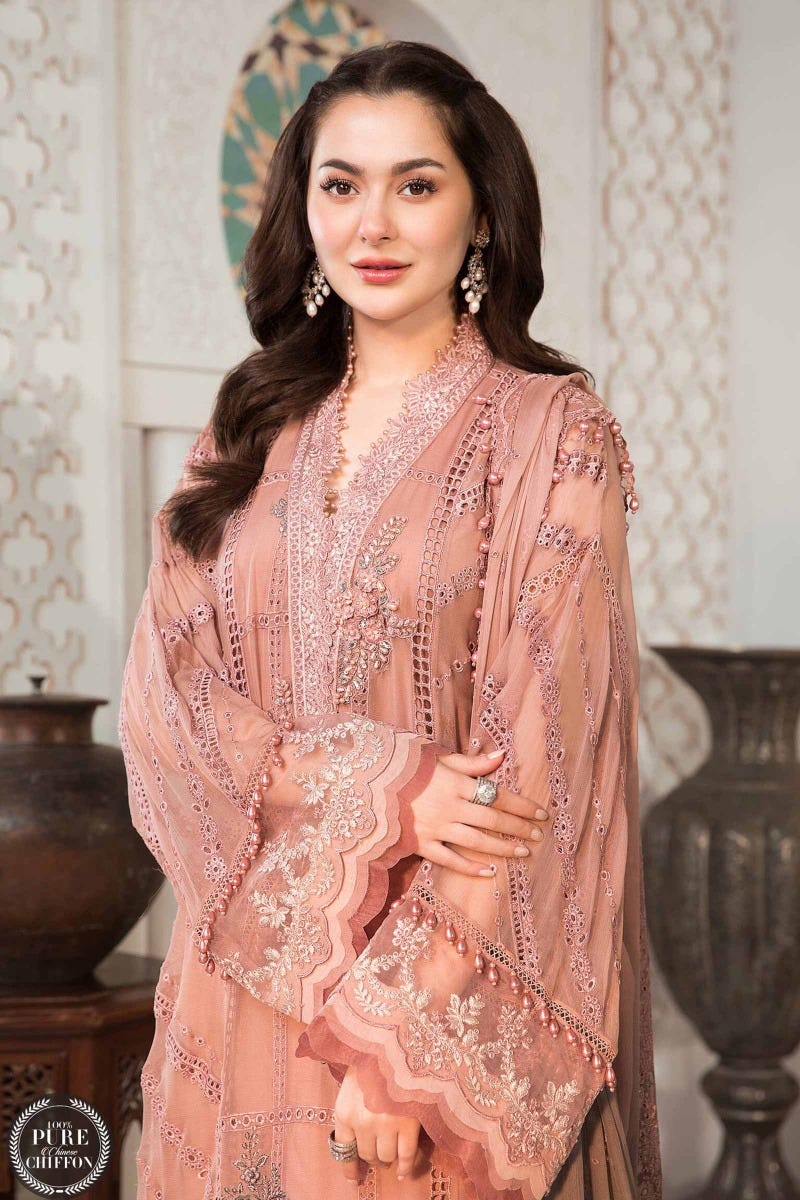 Maria B. Chiffon Ash pink and Grey 04