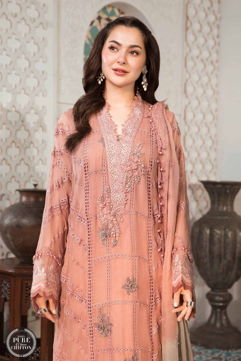 Maria B. Chiffon Ash pink and Grey 04