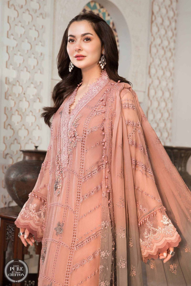 Maria B. Chiffon Ash pink and Grey 04