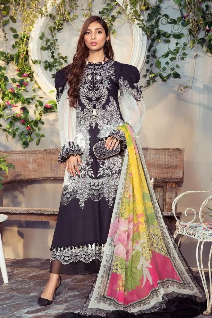 Maria B MPrint Ready to Wear Embroidered 3 Pcs Dress 02B