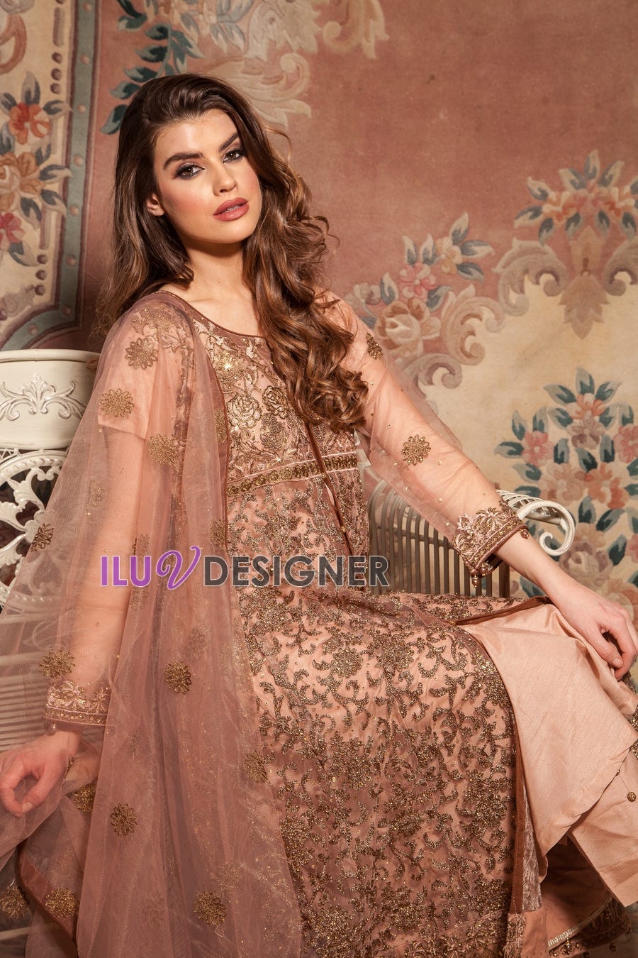Net Embroidered Dress with stone work detailing by Simrans