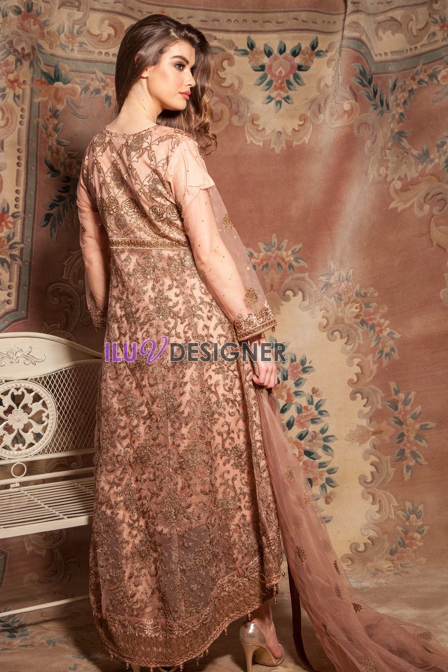 Net Embroidered Dress with stone work detailing by Simrans