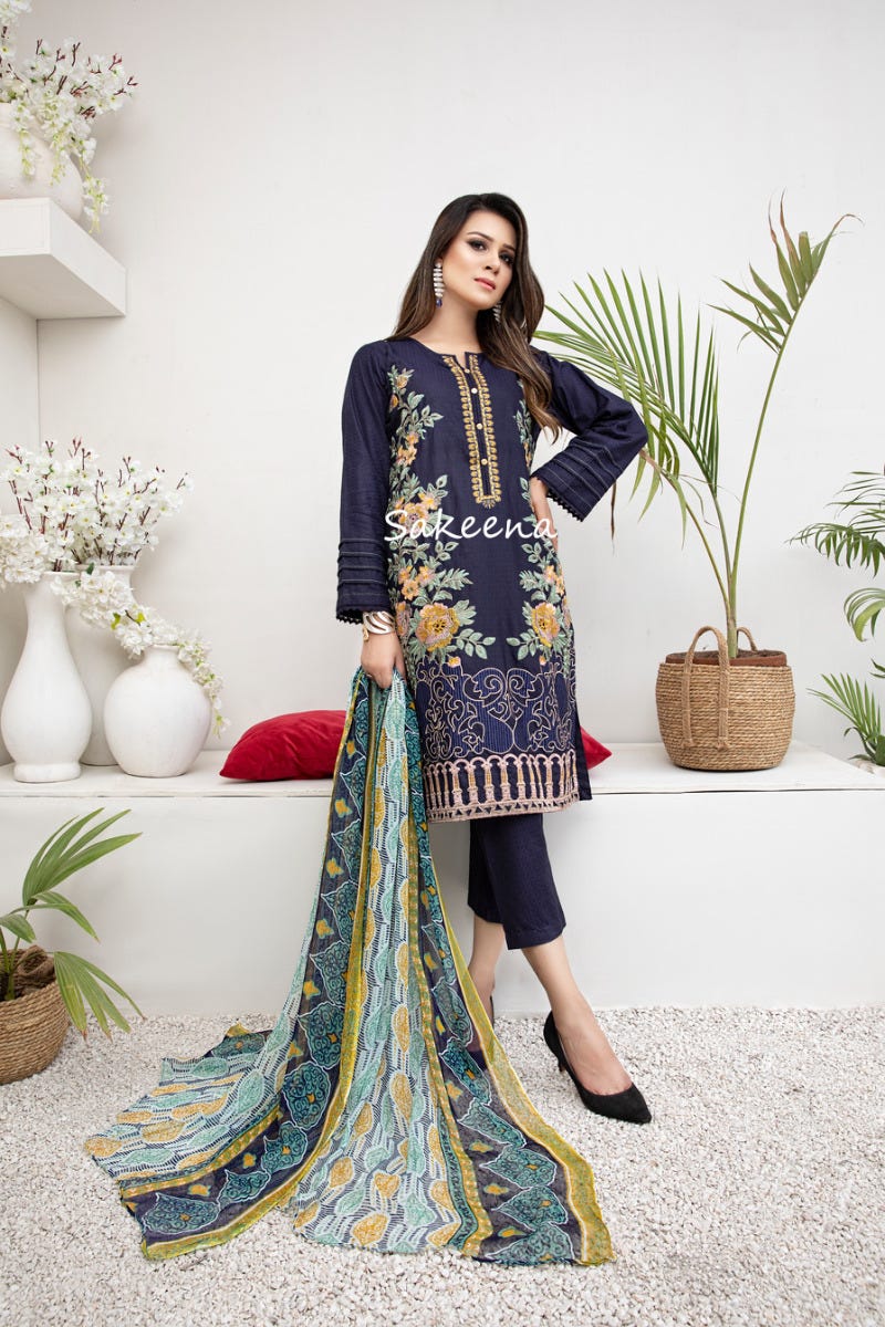 New Ready to Wear Embroidered 3 Pcs Dress by Sakeena Hasan 05