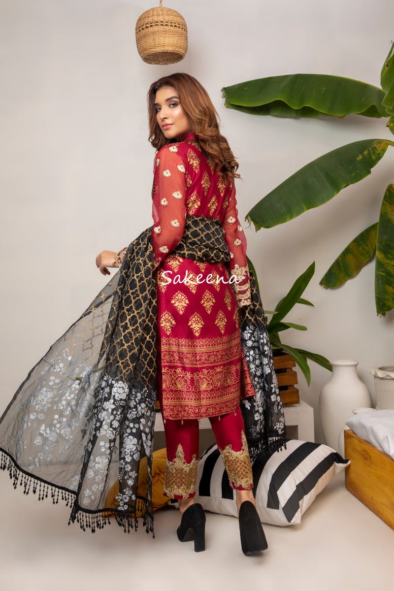 Silk Block printed Ready to Wear Dress by Sakeena Hasan 04