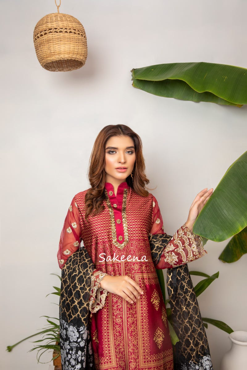 Silk Block printed Ready to Wear Dress by Sakeena Hasan 04