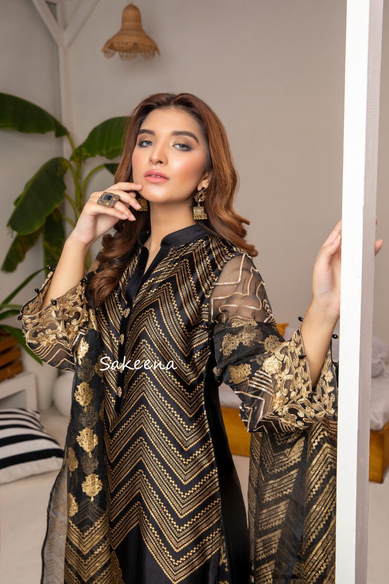 Silk Block printed Ready to Wear Dress by Sakeena Hasan 05