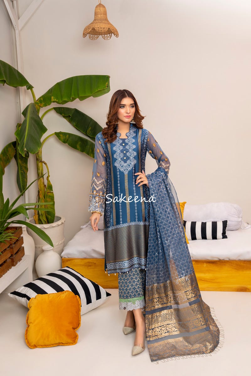 Silk Block printed Dress by Sakeena Hasan 01
