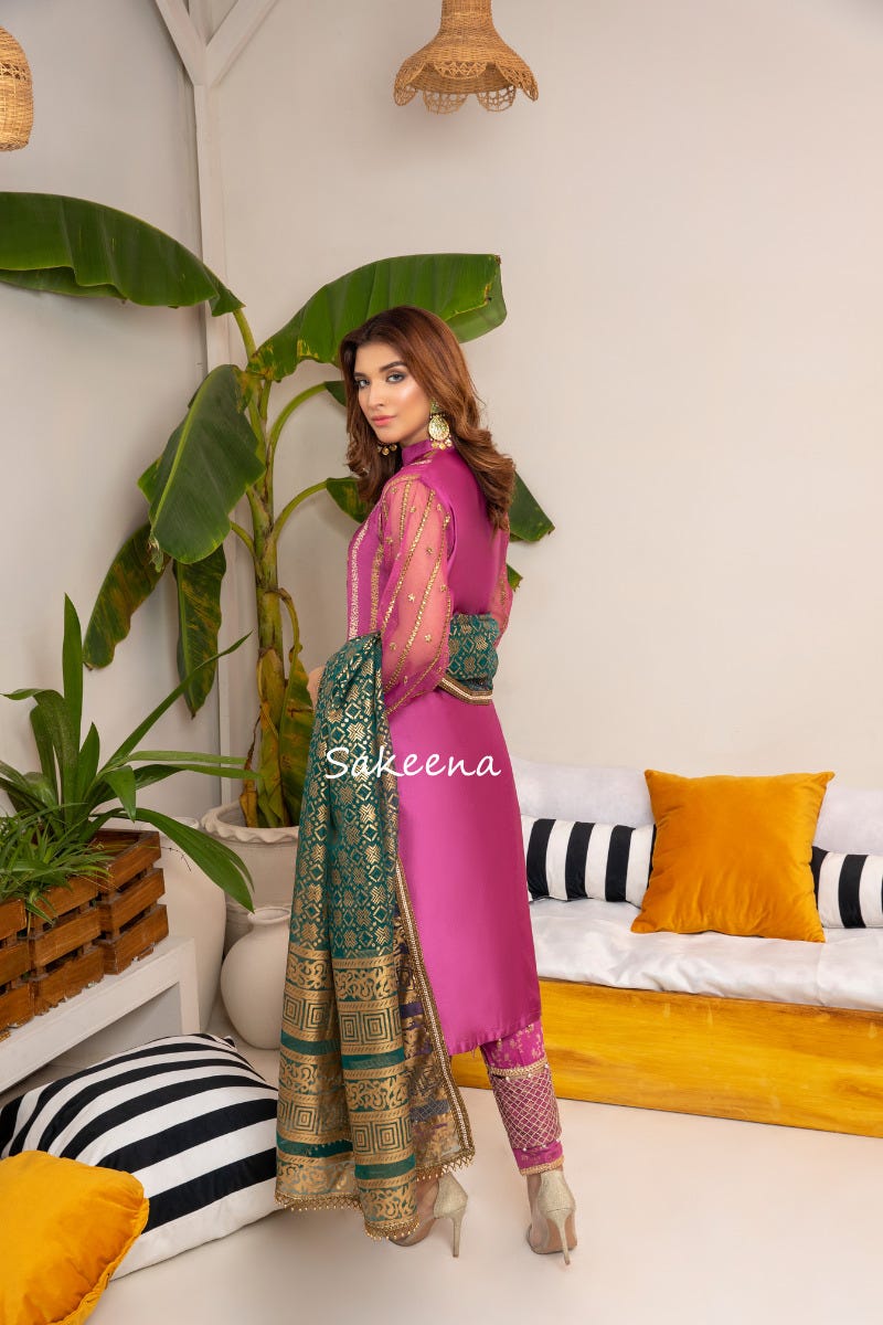 Silk Block printed Ready to Wear Dress by Sakeena Hasan 06