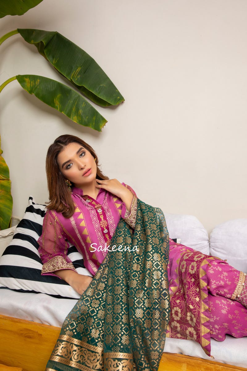 Silk Block printed Ready to Wear Dress by Sakeena Hasan 06