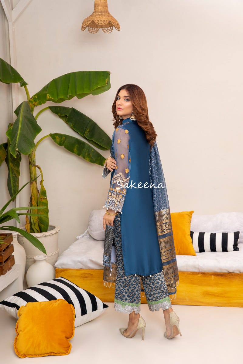 Silk Block printed Dress by Sakeena Hasan 01