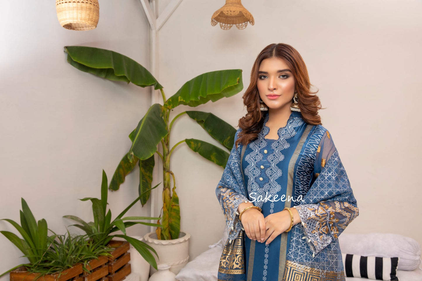 Silk Block printed Dress by Sakeena Hasan 01