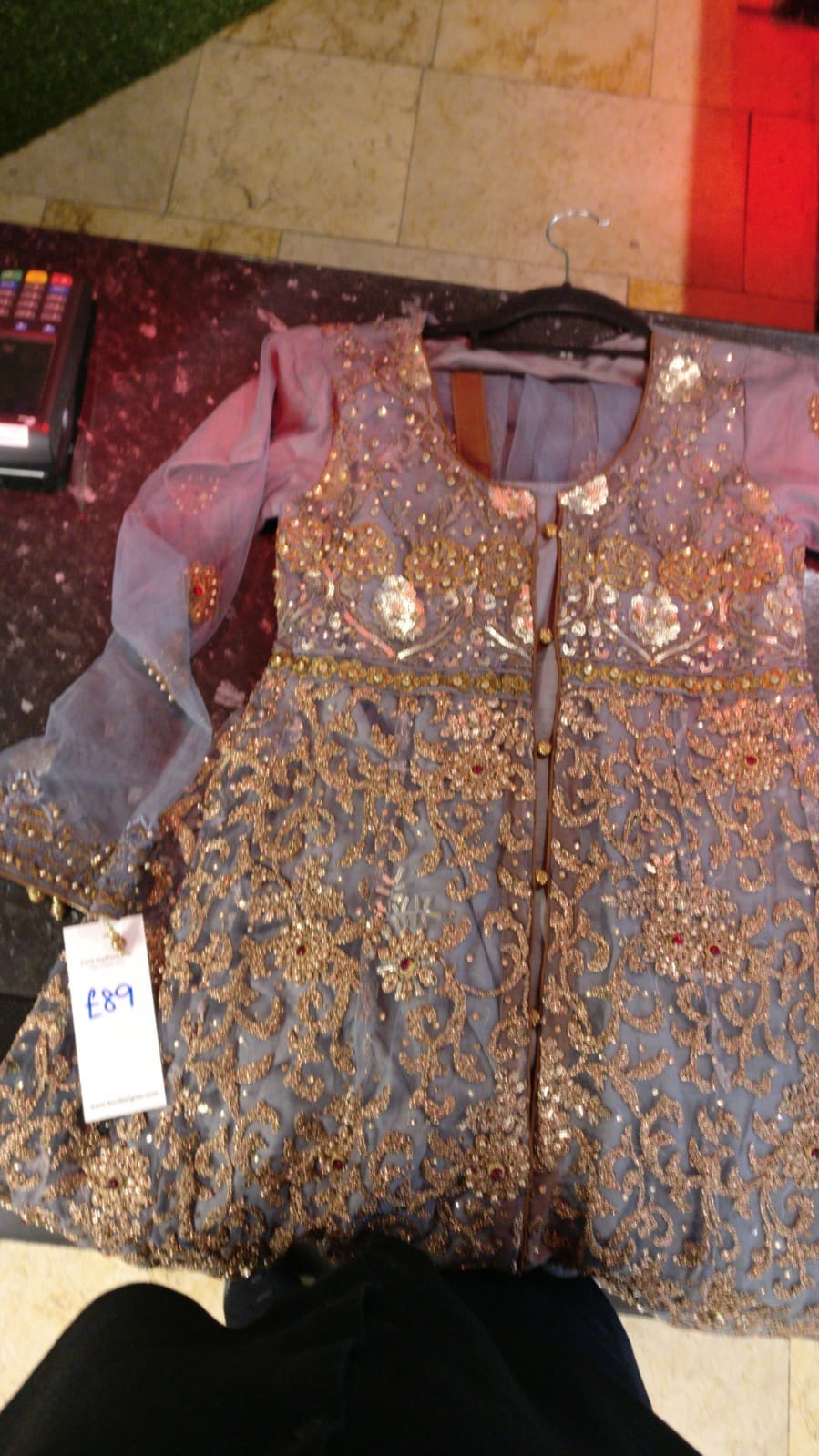 Net Embroidered Dress with stone work detailing by Simrans