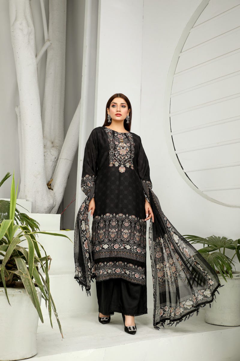 3pc Viscose Ready to Wear Embroidered Dress 02